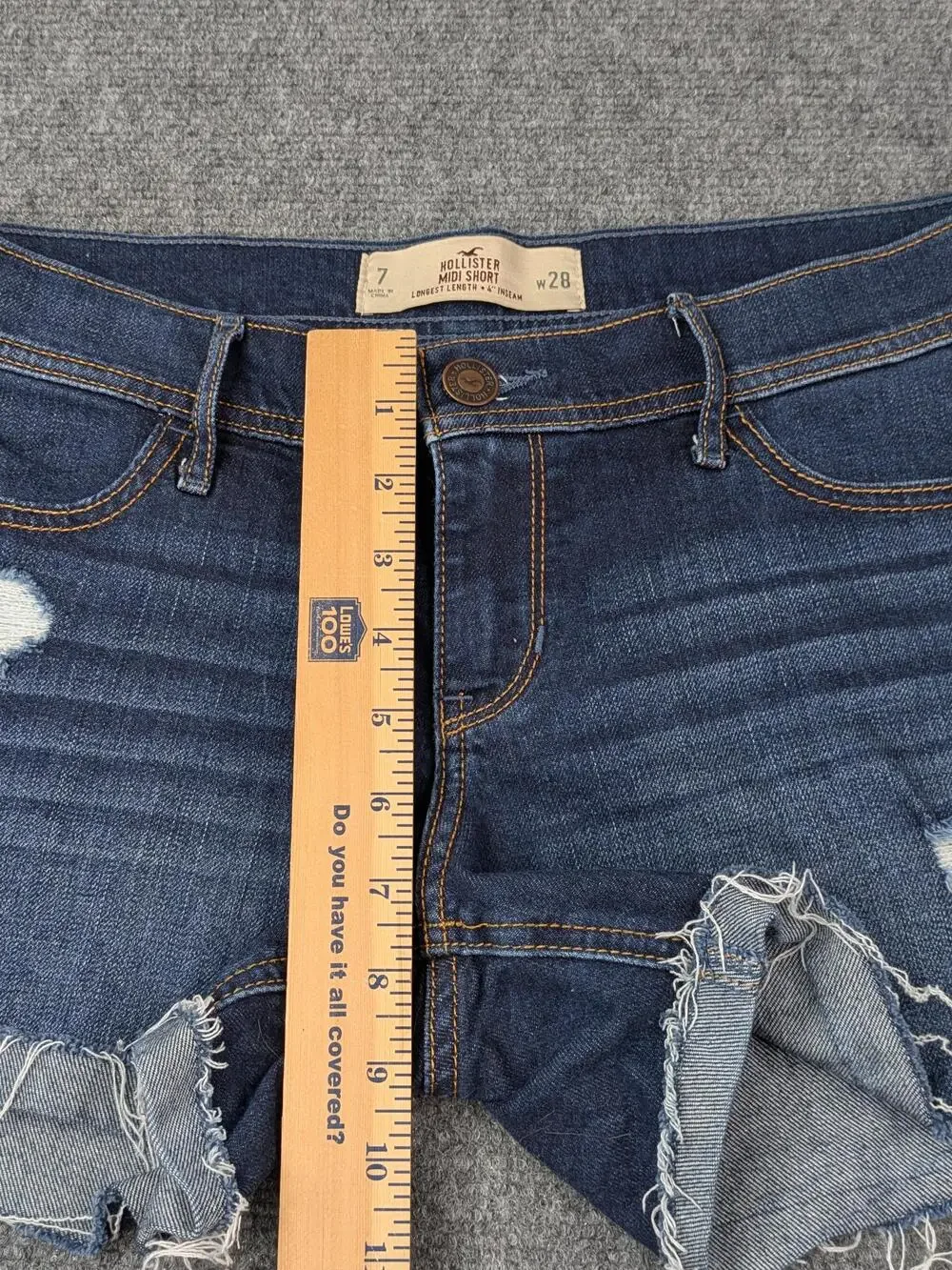 Hollister Shorts Womens Juniors 7 W28 Blue Midi Distressed Frayed Cutoff Denim